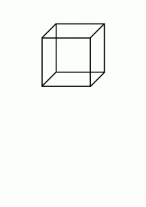立方体透視図模写課題（1辺7cm，図の下に模写する）
